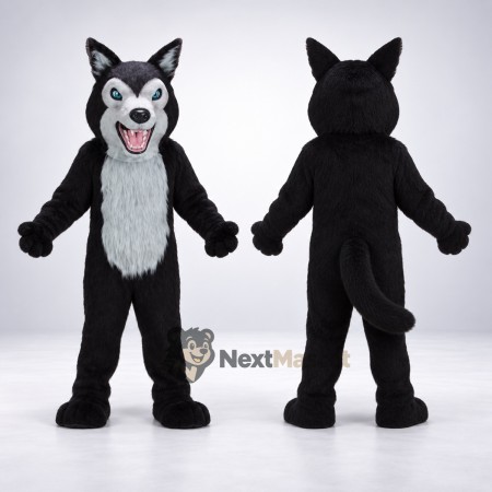Wolf Mascot Costume - Black and White for Birthday Parties