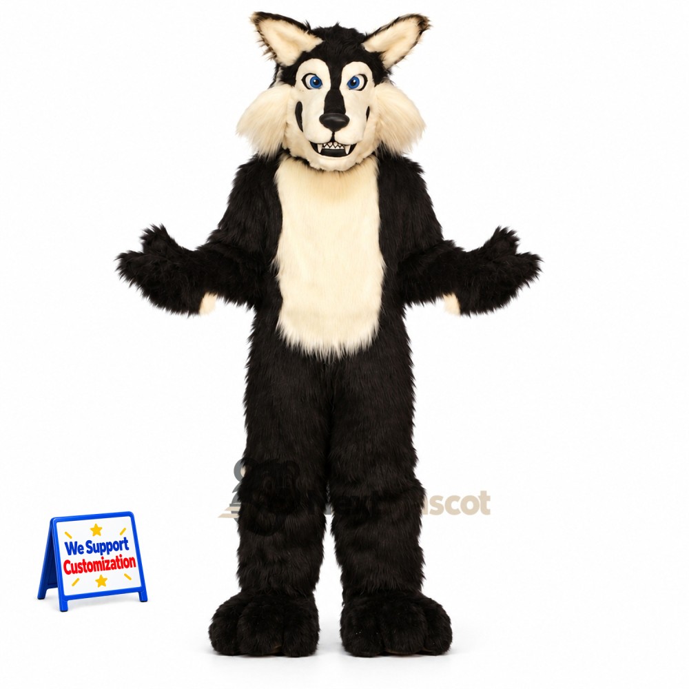 Wolf Mascot Costume - Black and White for Sports Days Wolf Mascot Costume - Black and White for Sports Days