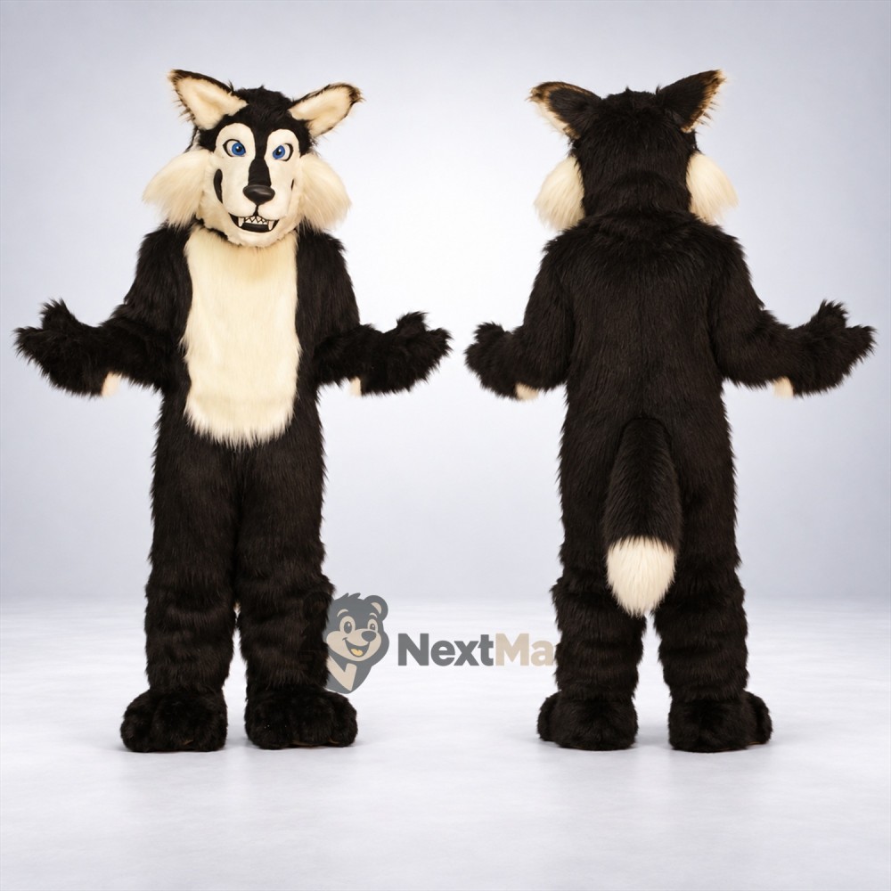 Wolf Mascot Costume - Black and White for Sports Days Wolf Mascot Costume - Black and White for Sports Days