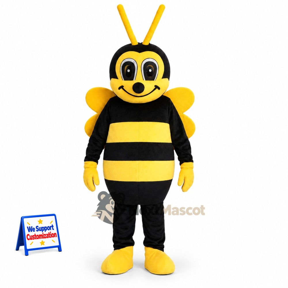 Bee Mascot Costume - Yellow, Tall Yellow Antennae Bee Mascot Costume - Yellow, Tall Yellow Antennae