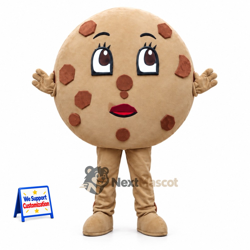 Chocolate Chip Cookie Mascot Costume Chocolate Chip Cookie Mascot Costume