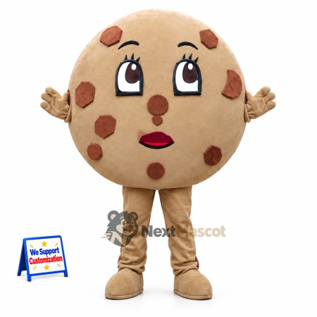Chocolate Chip Cookie Mascot Costume Chocolate Chip Cookie Mascot Costume