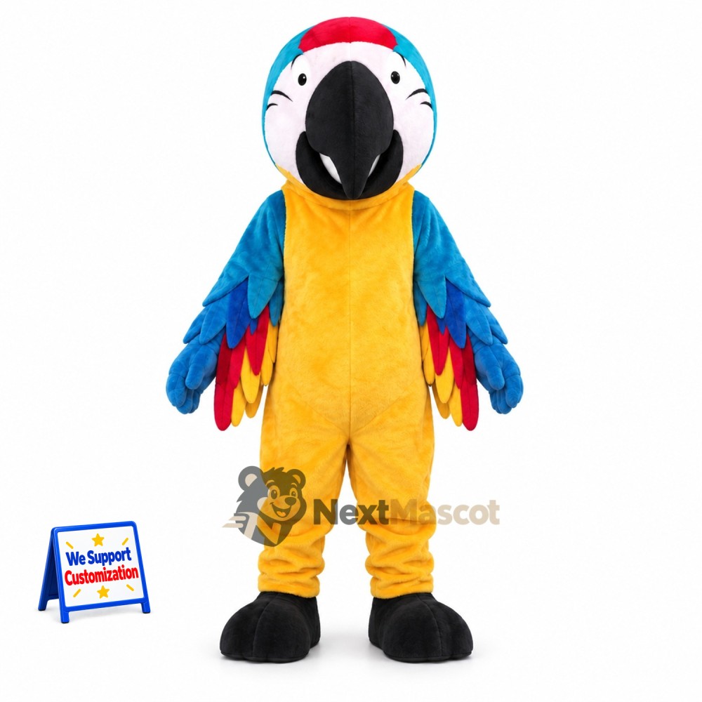 Parrot Mascot Costume - Blue and Yellow for Birthday Parties Parrot Mascot Costume - Blue and Yellow for Birthday Parties