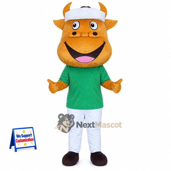 Bull Mascot Costume - Green Shirt