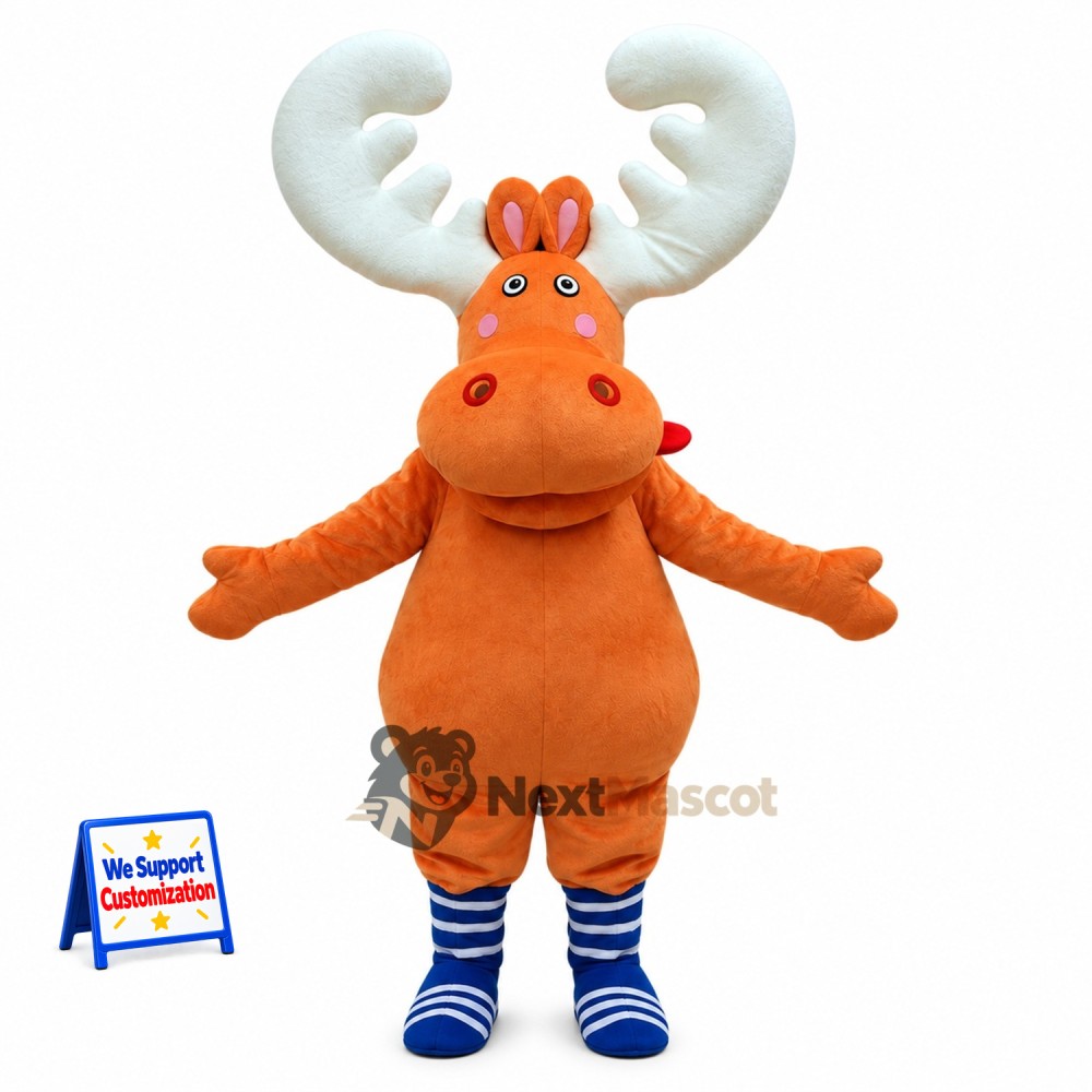 Moose Mascot Costume - Orange Moose Mascot Costume - Orange
