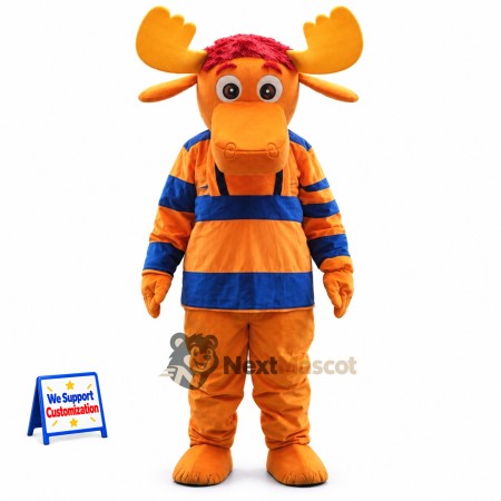 Moose Mascot Costume - Striped Shirt for Parades Moose Mascot Costume - Striped Shirt for Parades