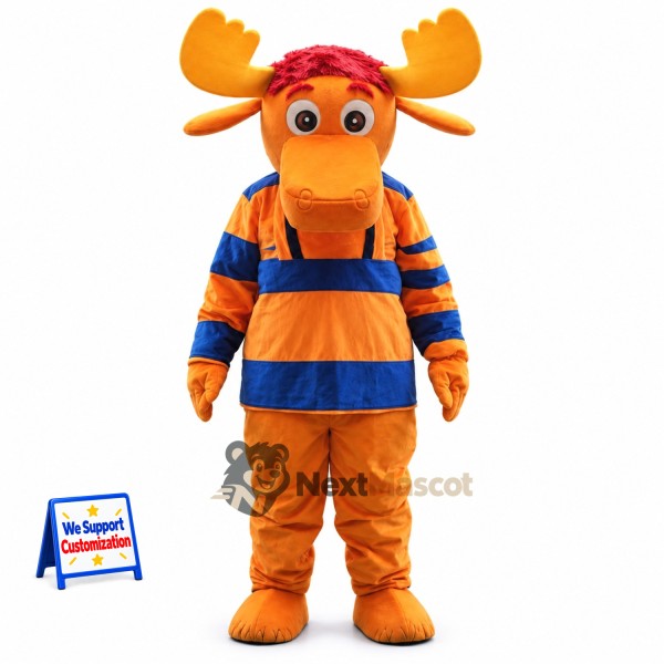 Moose Mascot Costume - Striped Shirt for Parades