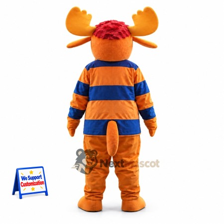 Moose Mascot Costume - Striped Shirt for Parades Moose Mascot Costume - Striped Shirt for Parades
