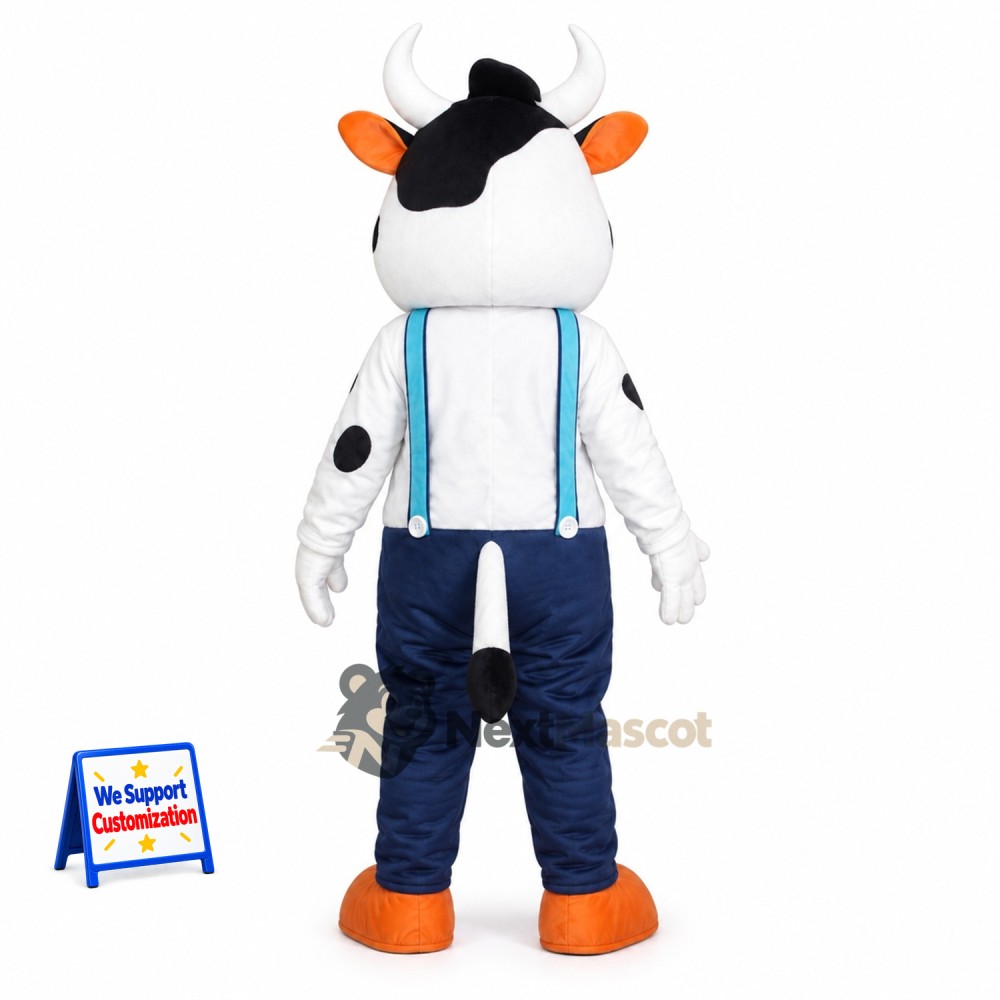 Cow Mascot Costume - Blue Overalls for School Events Cow Mascot Costume - Blue Overalls for School Events