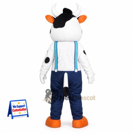 Cow Mascot Costume - Blue Overalls for School Events Cow Mascot Costume - Blue Overalls for School Events