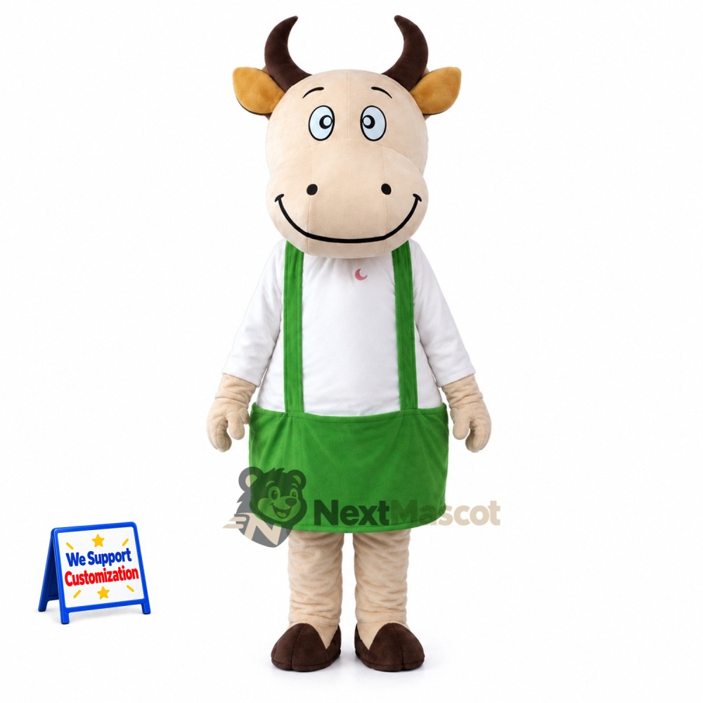 Cow Mascot Costume - Green Overalls for School Events Cow Mascot Costume - Green Overalls for School Events
