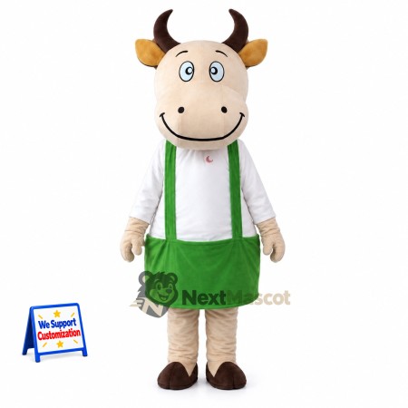 Cow Mascot Costume - Green Overalls for School Events Cow Mascot Costume - Green Overalls for School Events