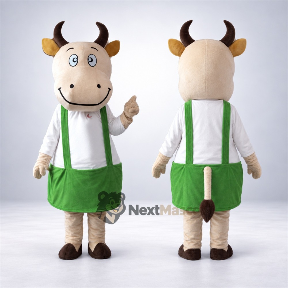 Cow Mascot Costume - Green Overalls for School Events Cow Mascot Costume - Green Overalls for School Events