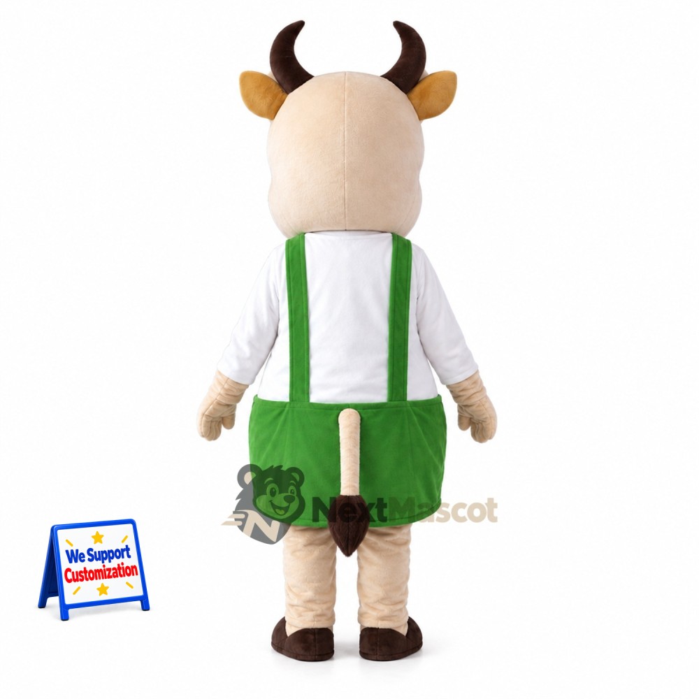 Cow Mascot Costume - Green Overalls for School Events Cow Mascot Costume - Green Overalls for School Events