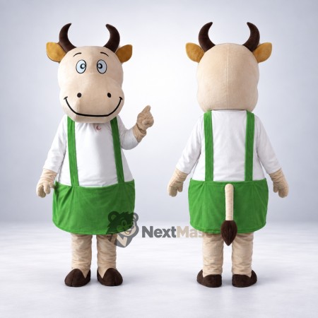 Cow Mascot Costume - Green Overalls for School Events Cow Mascot Costume - Green Overalls for School Events