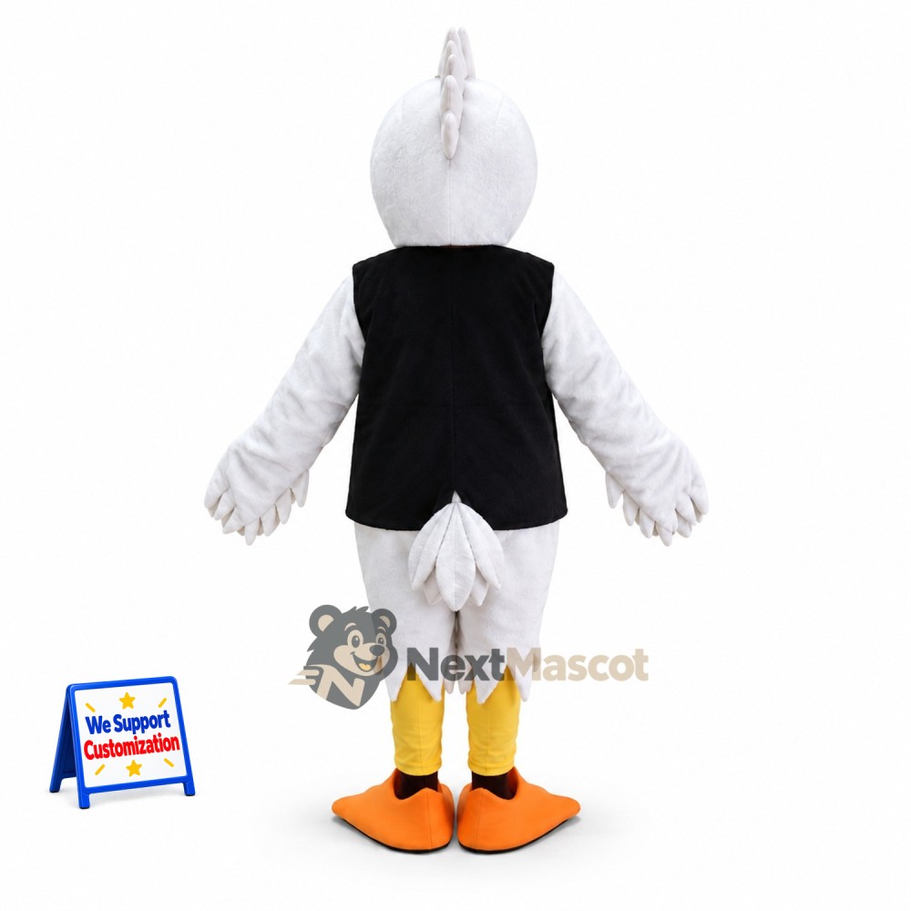 Stork Mascot Costume - White, Black Vest Stork Mascot Costume - White, Black Vest