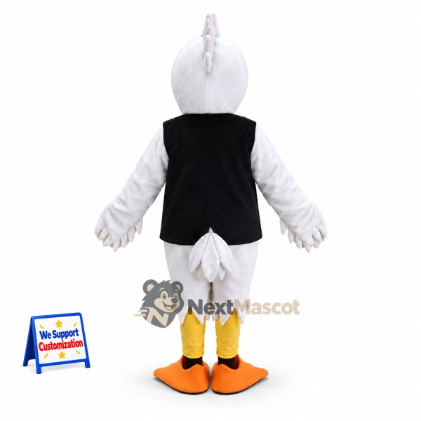 Stork Mascot Costume - White, Black Vest Stork Mascot Costume - White, Black Vest