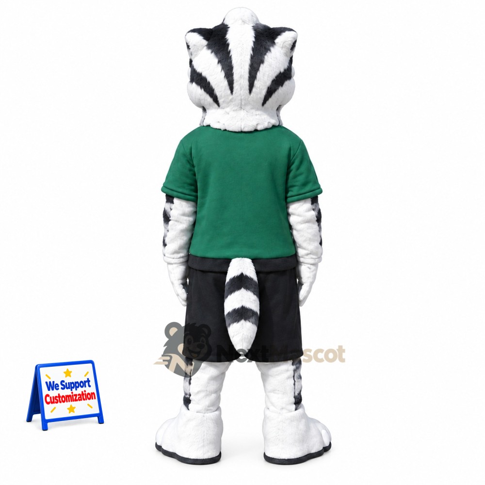 Badger Mascot Costume - White, Green Shirt Badger Mascot Costume - White, Green Shirt