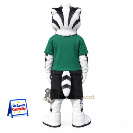 Badger Mascot Costume - White, Green Shirt Badger Mascot Costume - White, Green Shirt