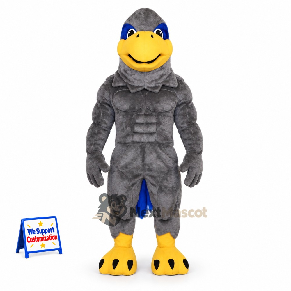 Eagle Mascot Costume - Muscular, Gray