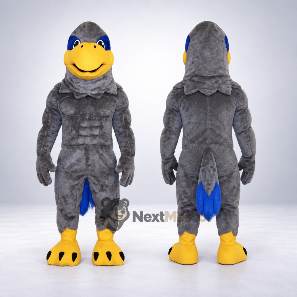 Eagle Mascot Costume - Muscular, Gray