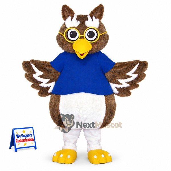 Owl Mascot Costume - Blue Shirt for School Events