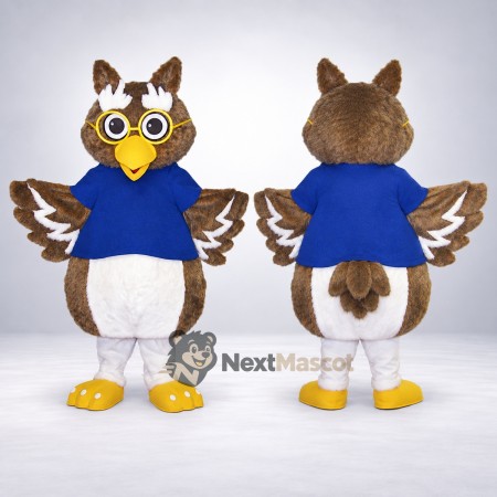 Owl Mascot Costume - Blue Shirt for School Events Owl Mascot Costume - Blue Shirt for School Events