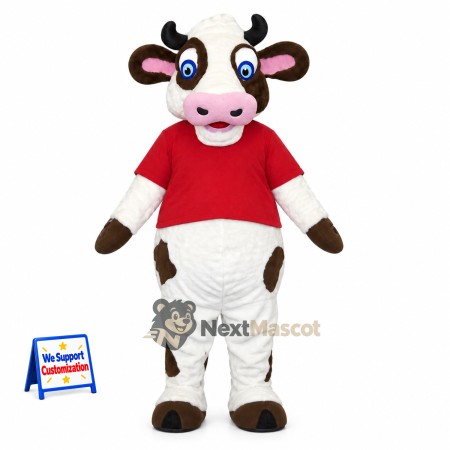 Cow Mascot Costume - Red Shirt Cow Mascot Costume - Red Shirt