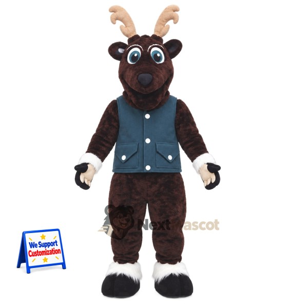 Reindeer Mascot Costume - Blue Vest