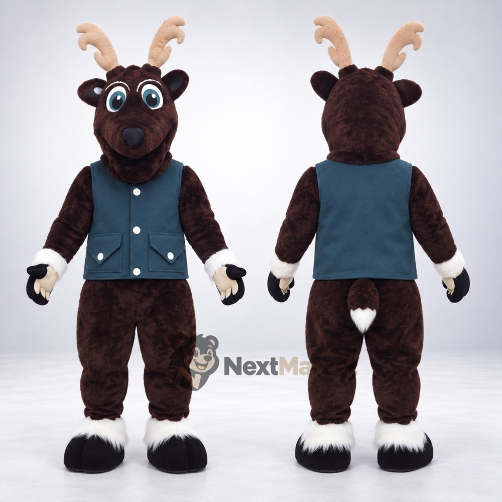 Reindeer Mascot Costume - Blue Vest