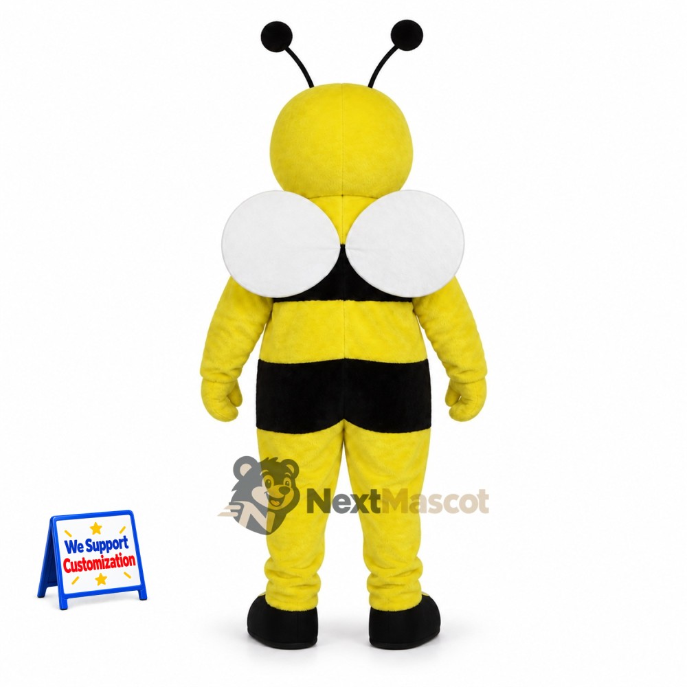 Bee Mascot Costume - Yellow, Two Round White Wings Bee Mascot Costume - Yellow, Two Round White Wings