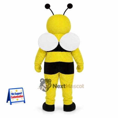 Bee Mascot Costume - Yellow, Two Round White Wings Bee Mascot Costume - Yellow, Two Round White Wings