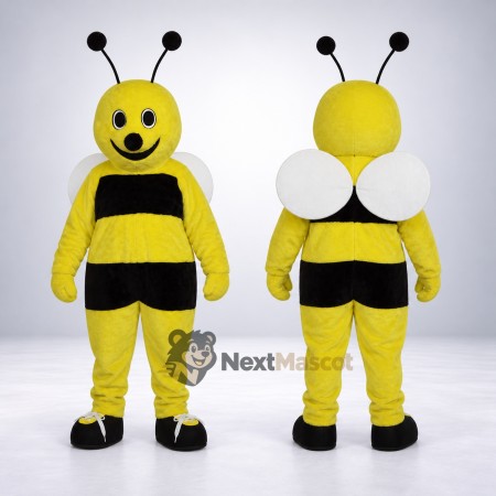Bee Mascot Costume - Yellow, Two Round White Wings Bee Mascot Costume - Yellow, Two Round White Wings