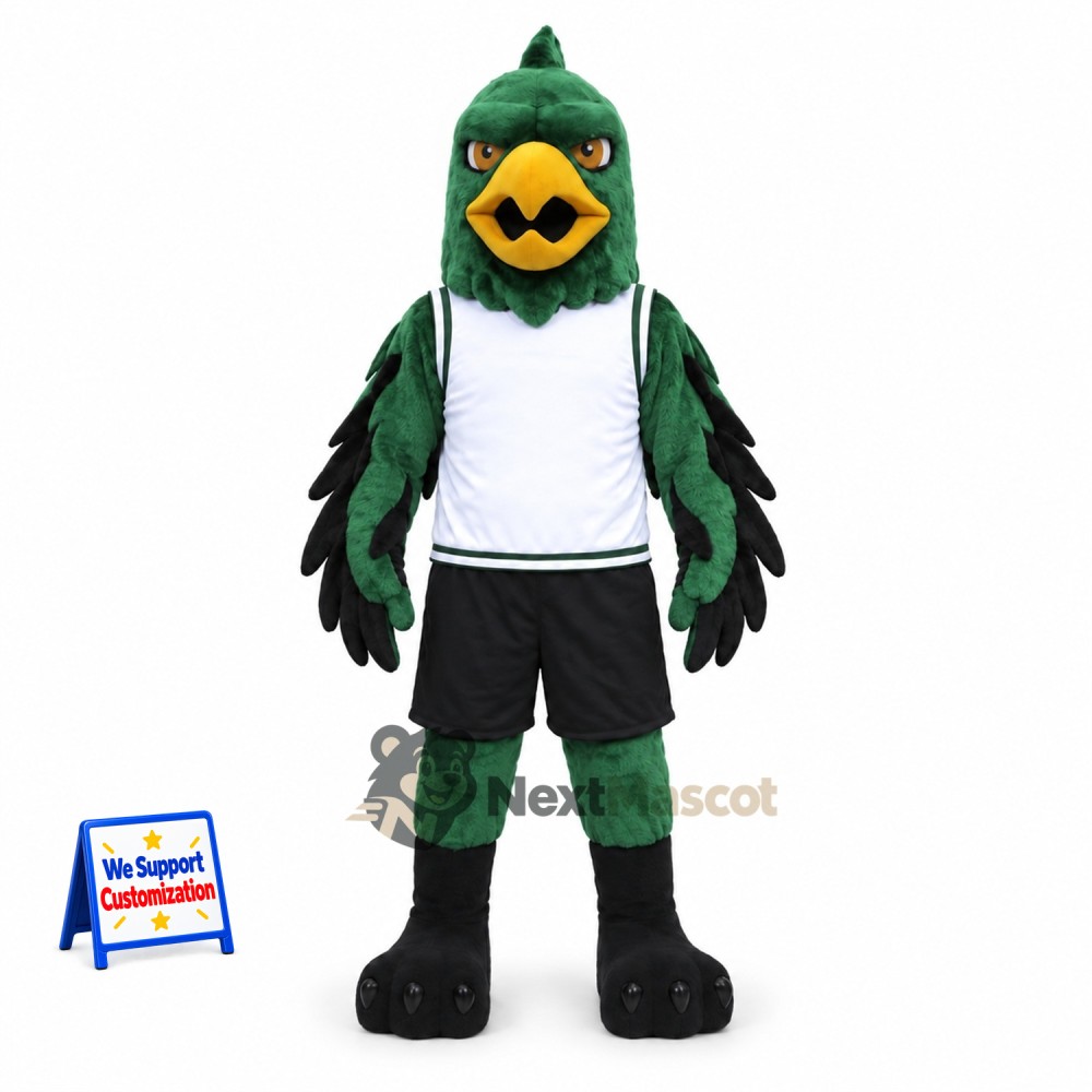 Eagle Mascot Costume - Green, White Shirt for School Events Eagle Mascot Costume - Green, White Shirt for School Events
