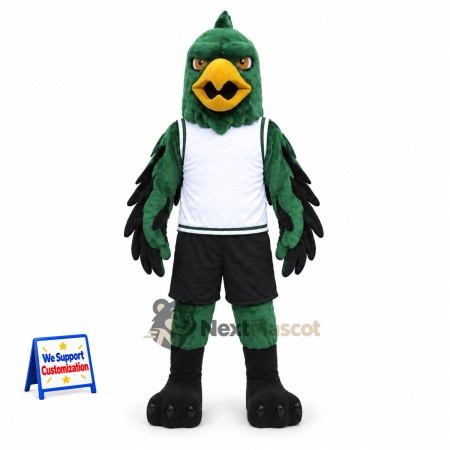 Eagle Mascot Costume - Green, White Shirt for School Events Eagle Mascot Costume - Green, White Shirt for School Events