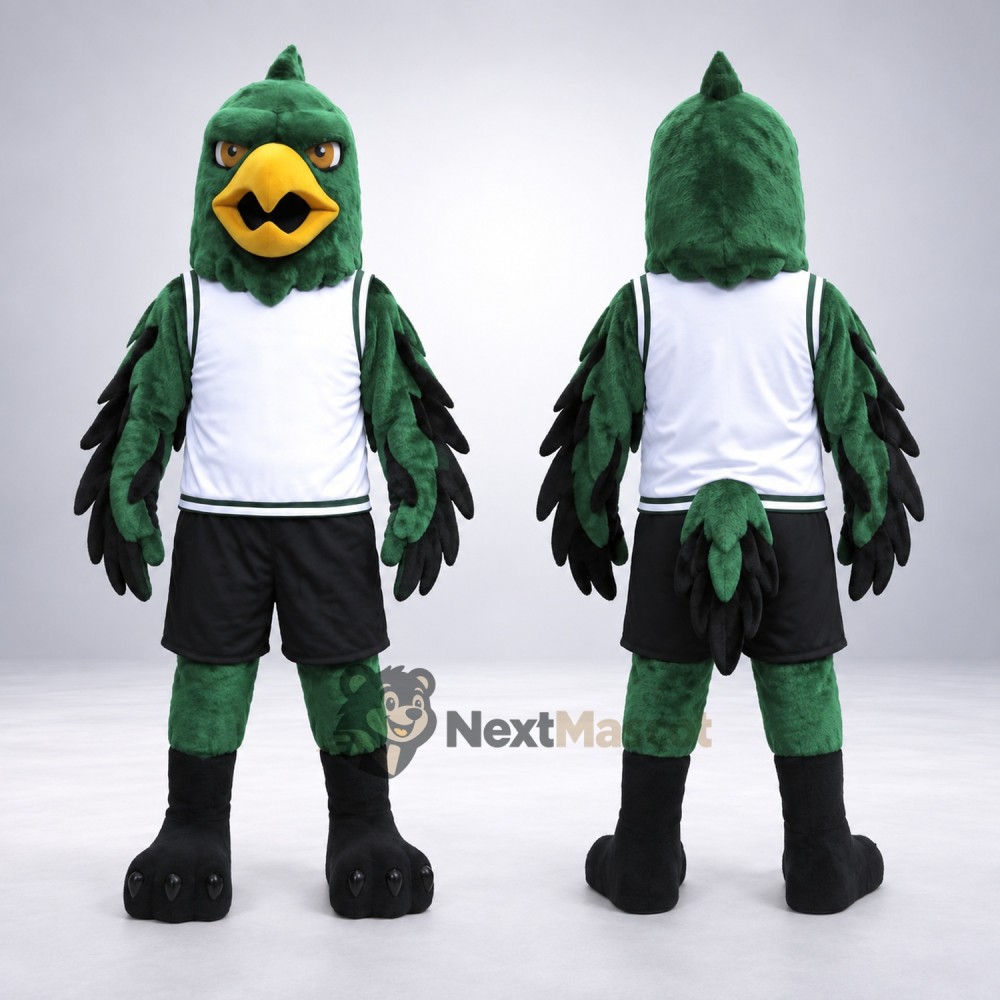 Eagle Mascot Costume - Green, White Shirt for School Events Eagle Mascot Costume - Green, White Shirt for School Events