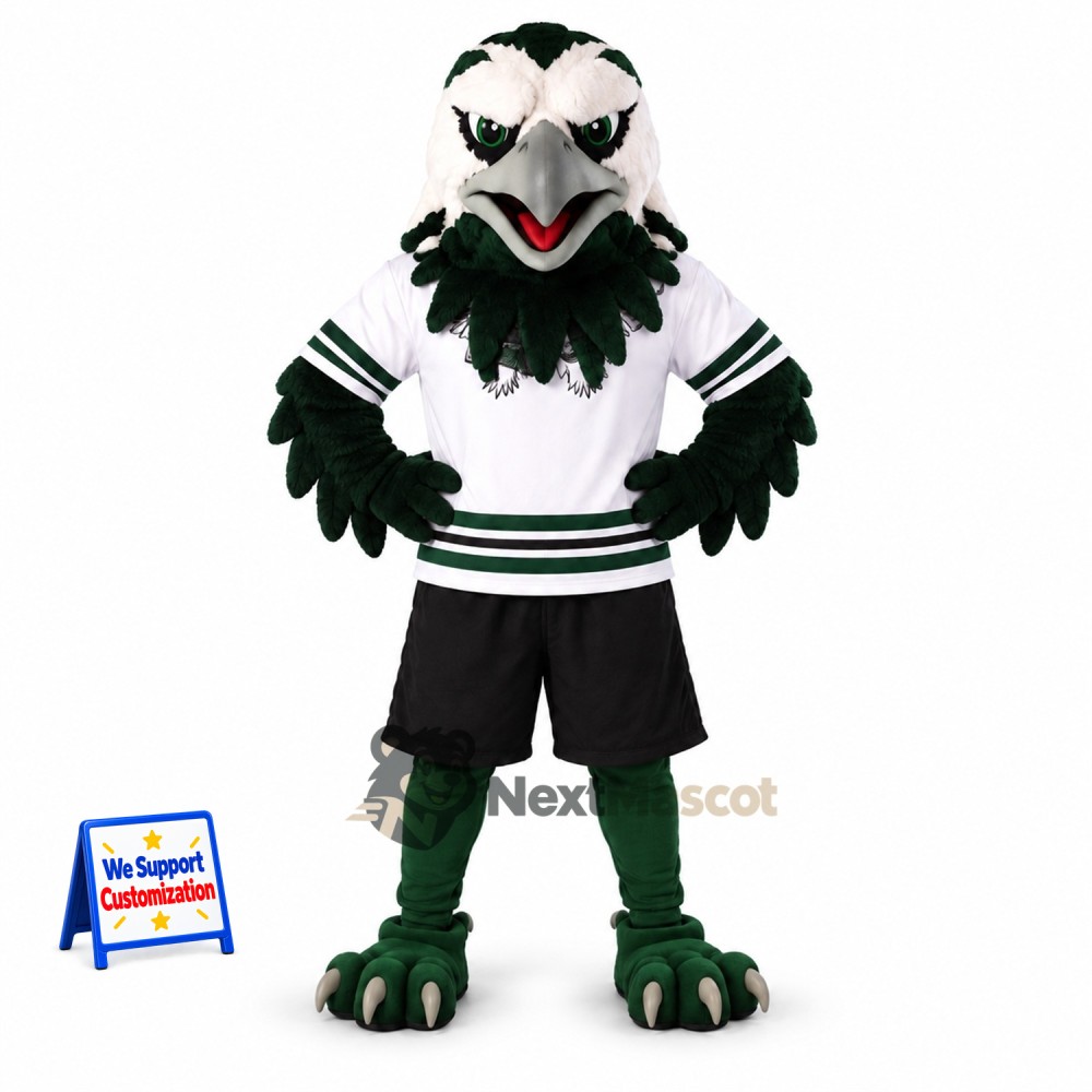 Eagle Mascot Costume - Green, White Jersey