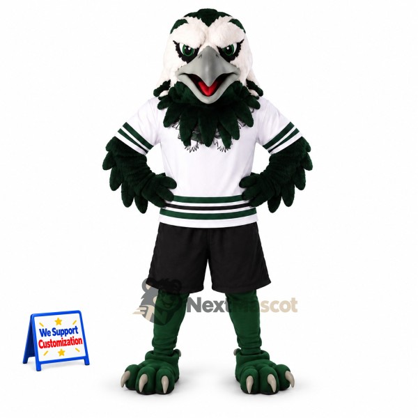 Eagle Mascot Costume - Green, White Jersey