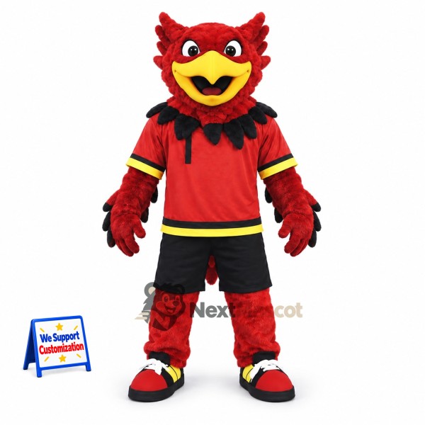 Owl Mascot Costume - Red, Red Uniform