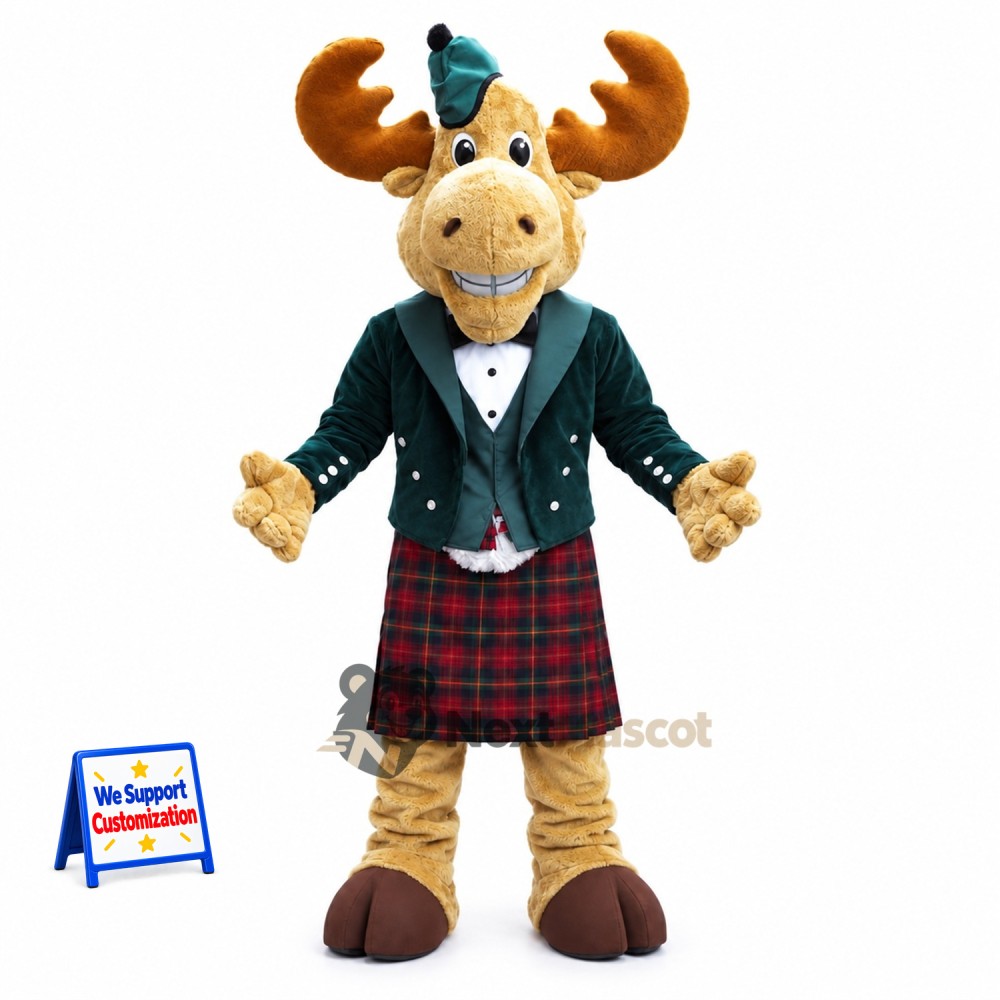 Moose Mascot Costume - Tartan Kilt Moose Mascot Costume - Tartan Kilt