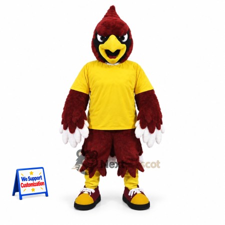 Cardinal Mascot Costume - Red, Yellow Shirt Cardinal Mascot Costume - Red, Yellow Shirt
