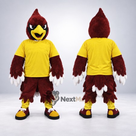 Cardinal Mascot Costume - Red, Yellow Shirt Cardinal Mascot Costume - Red, Yellow Shirt