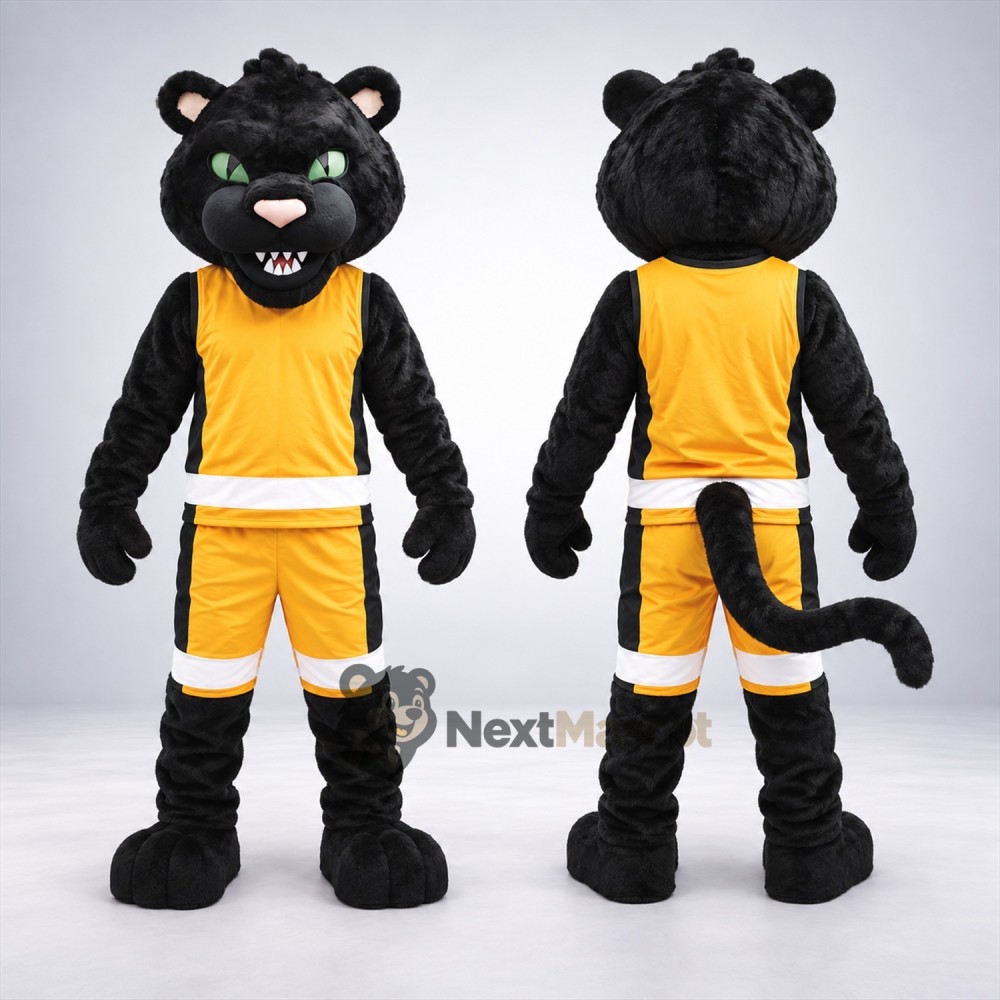 Panther Mascot Costume - Black, Yellow Uniform Panther Mascot Costume - Black, Yellow Uniform