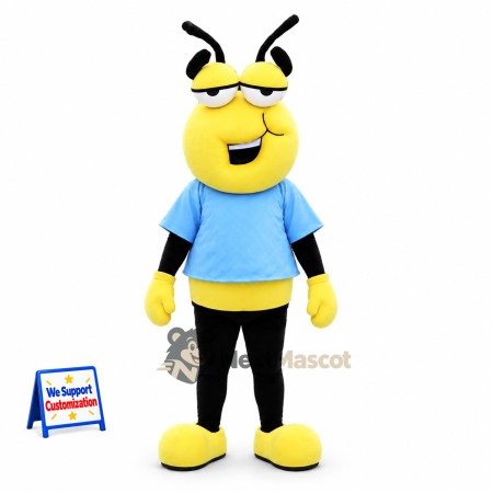 Ant Mascot Costume - Yellow, Blue Shirt Ant Mascot Costume - Yellow, Blue Shirt