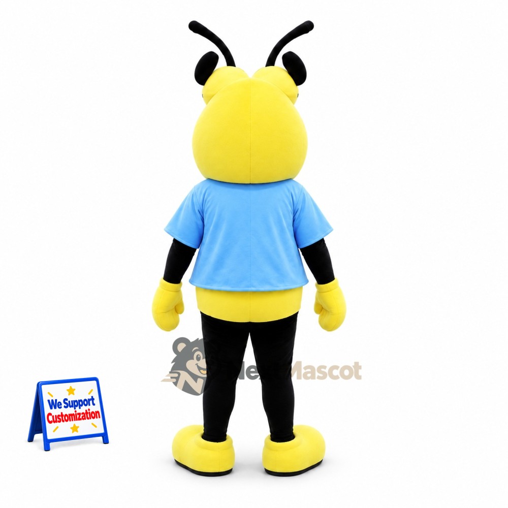 Ant Mascot Costume - Yellow, Blue Shirt Ant Mascot Costume - Yellow, Blue Shirt