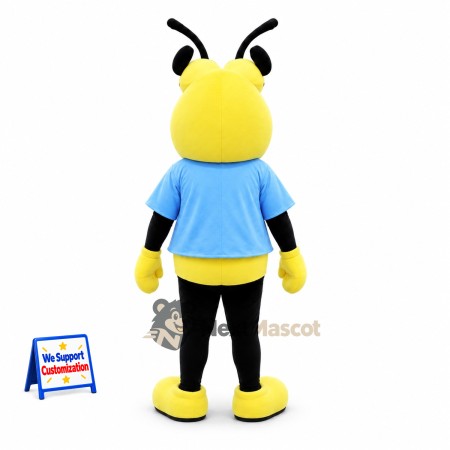 Ant Mascot Costume - Yellow, Blue Shirt Ant Mascot Costume - Yellow, Blue Shirt