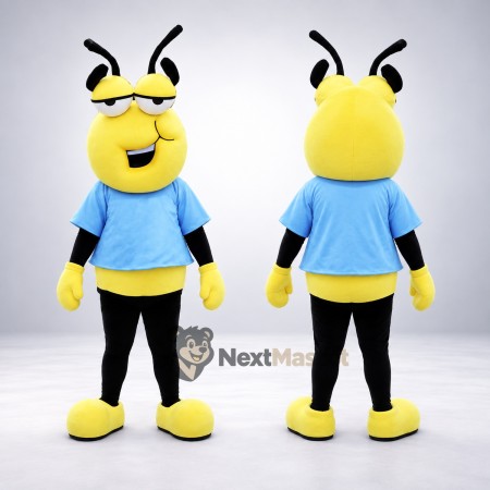 Ant Mascot Costume - Yellow, Blue Shirt Ant Mascot Costume - Yellow, Blue Shirt