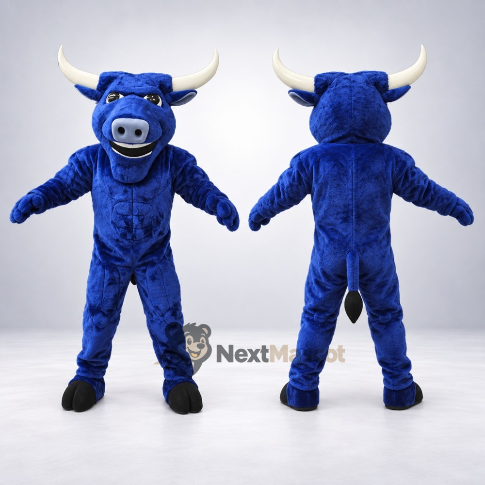 Bull Mascot Costume - Blue for Community Events