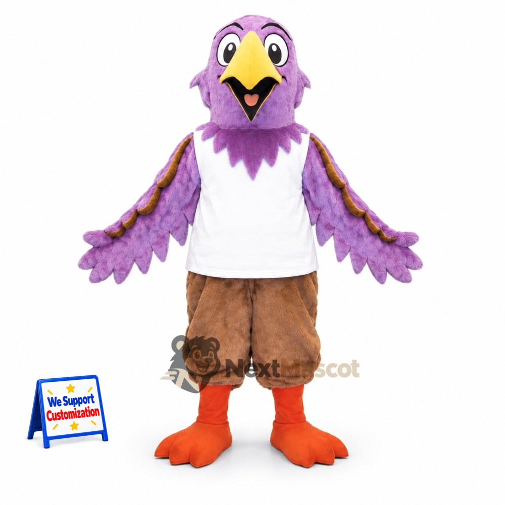 Bird Mascot Costume - Purple, White Shirt Bird Mascot Costume - Purple, White Shirt