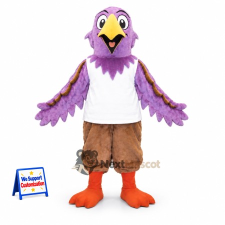 Bird Mascot Costume - Purple, White Shirt Bird Mascot Costume - Purple, White Shirt